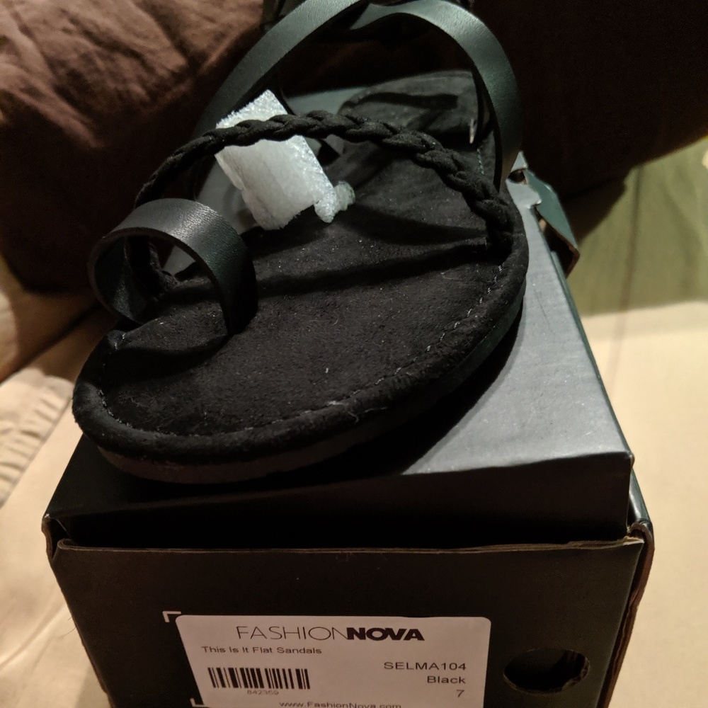Black flat sandals